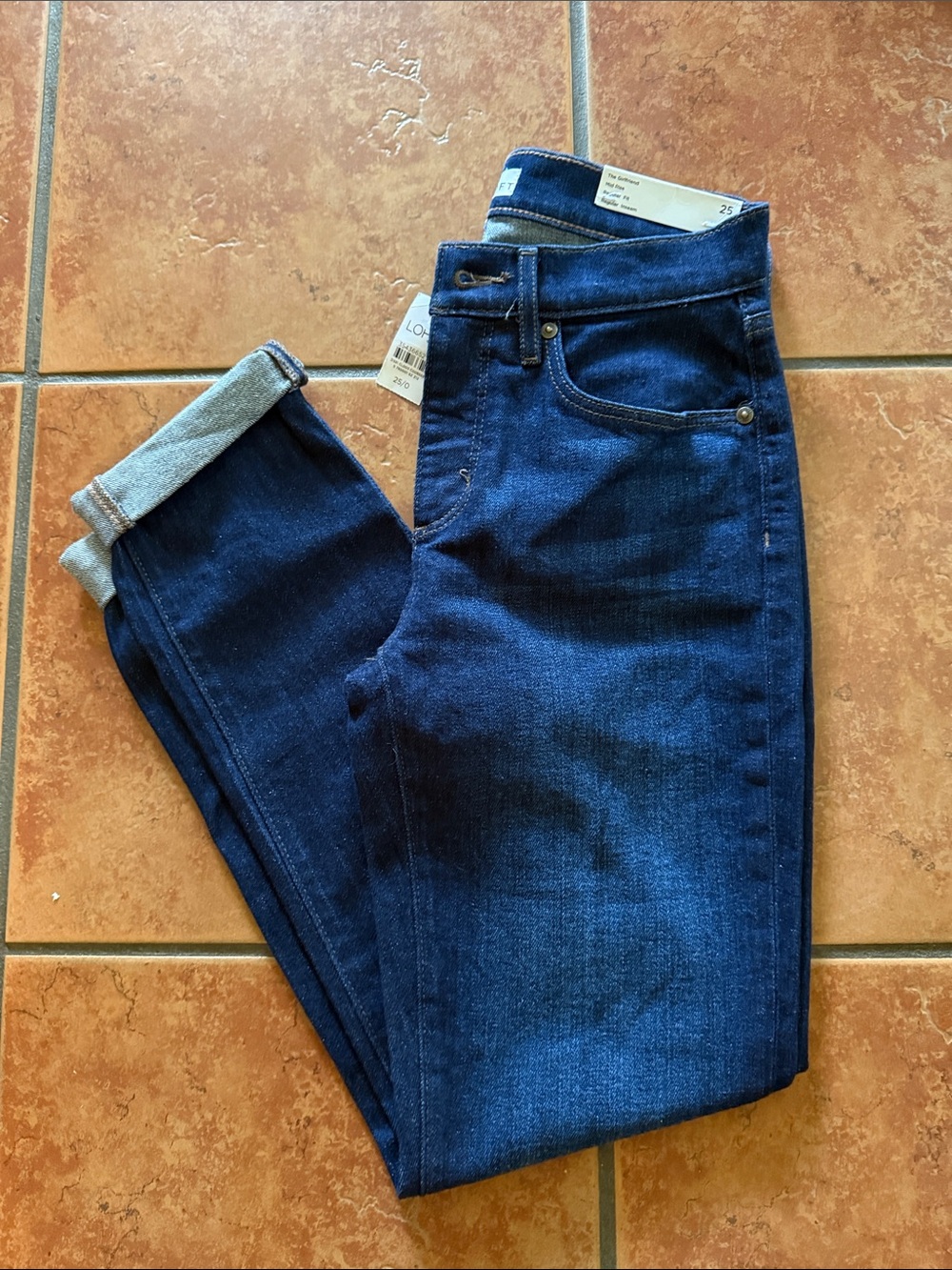 Loft Girlfriend Jeans Dark Wash